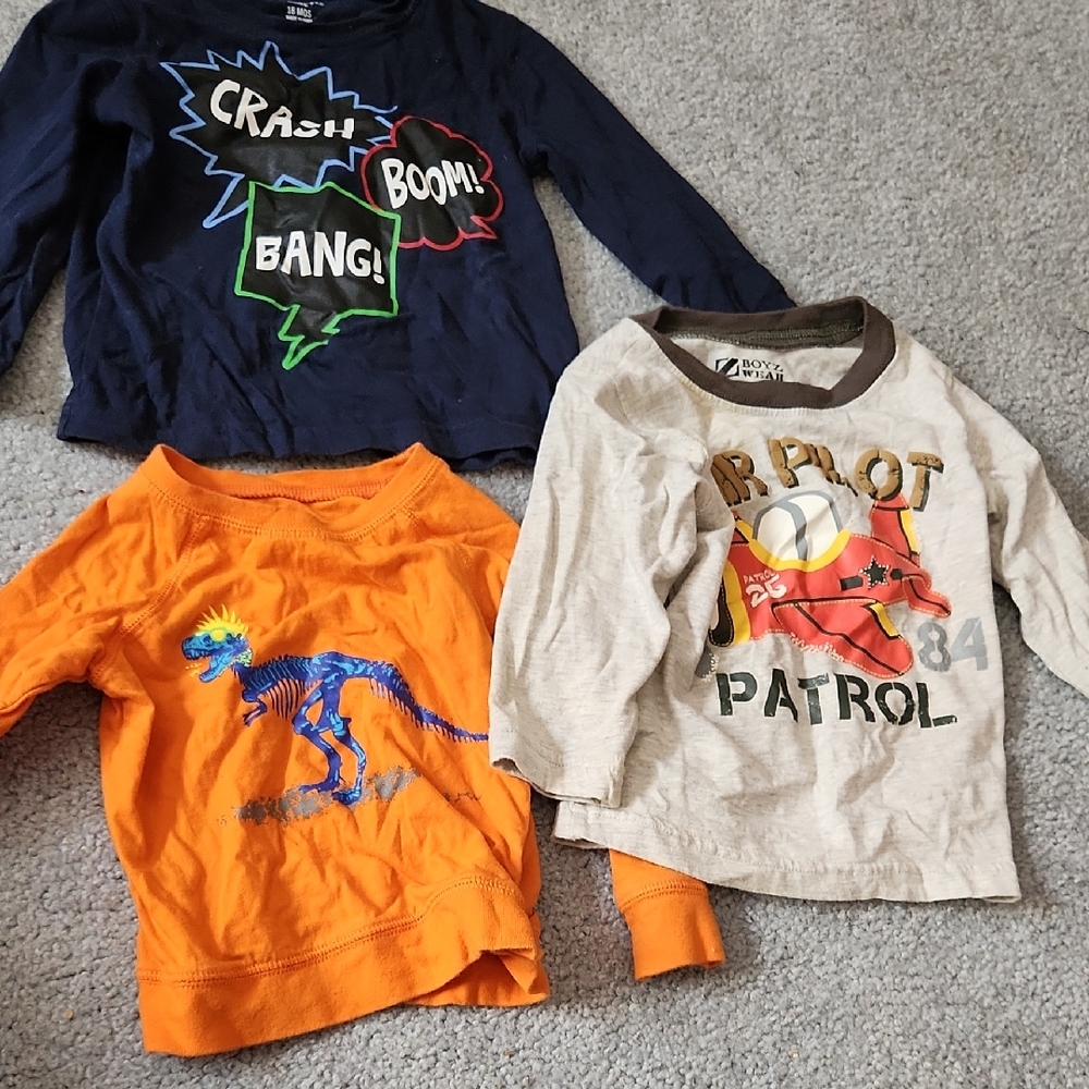 3 long sleeved shirts, Size 18M